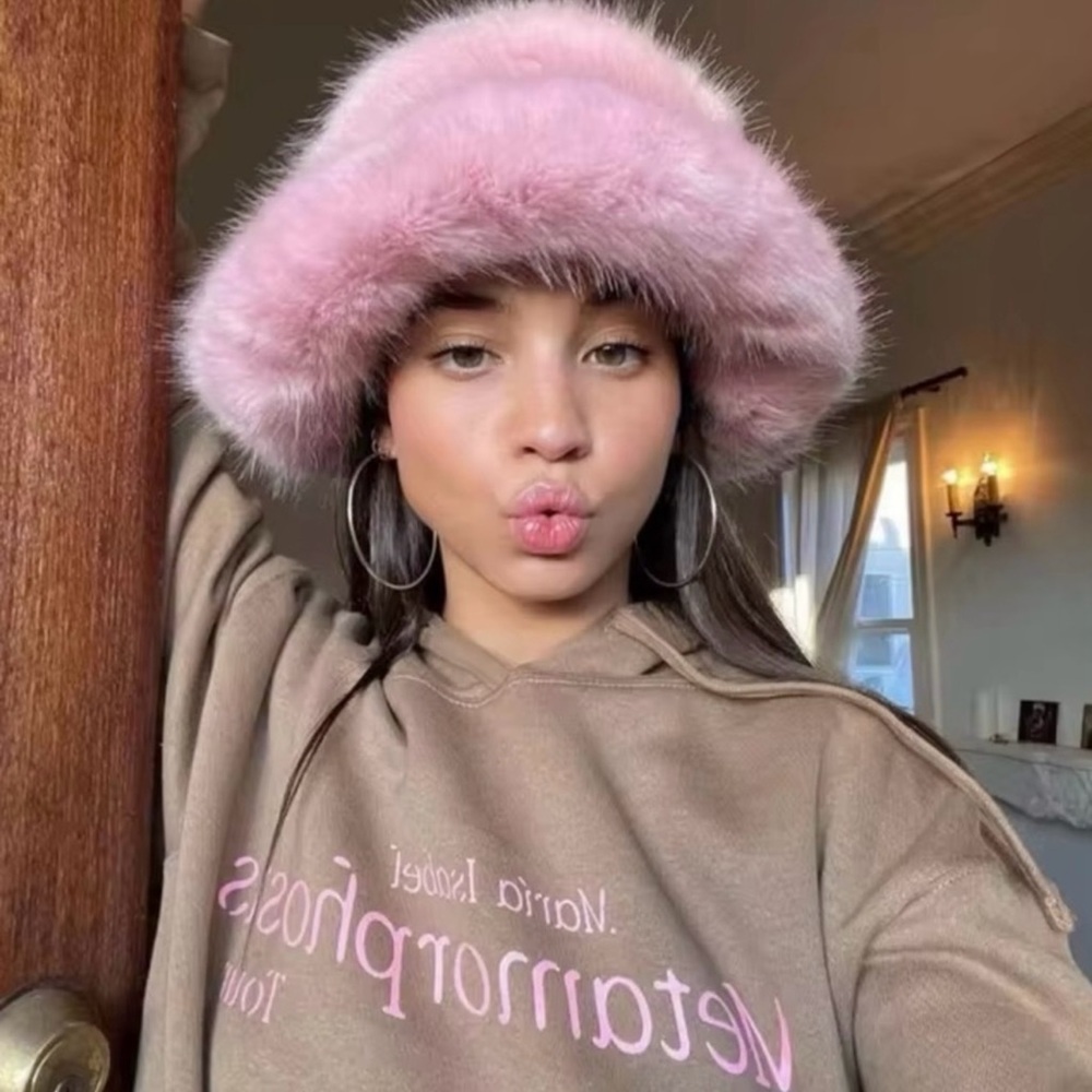 New. Pink fur hat. Hand made. Amazing quality. Emma Brewin style.